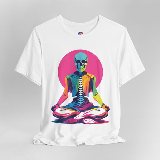 Pink Moon Zen - Meditating Skeleton T-Shirt