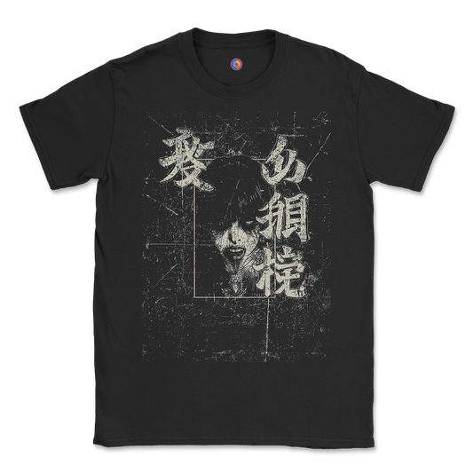Grunge Gothic Portrait T-Shirt – Japanese Script