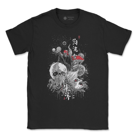 Kanji-Inspired Horror T-Shirt – Surreal Grunge Skull Art