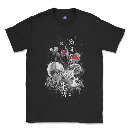 Kanji-Inspired Horror T-Shirt – Surreal Grunge Skull Art