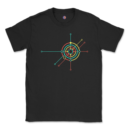 Orbit Circuit T-Shirt – Retro Tech Line Art Graphic
