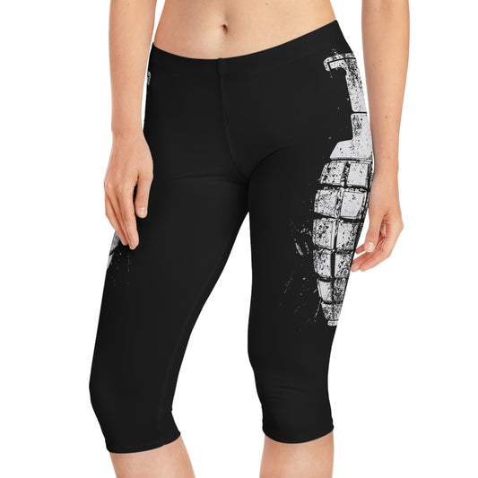 Capri Leggings - Distressed Grenades