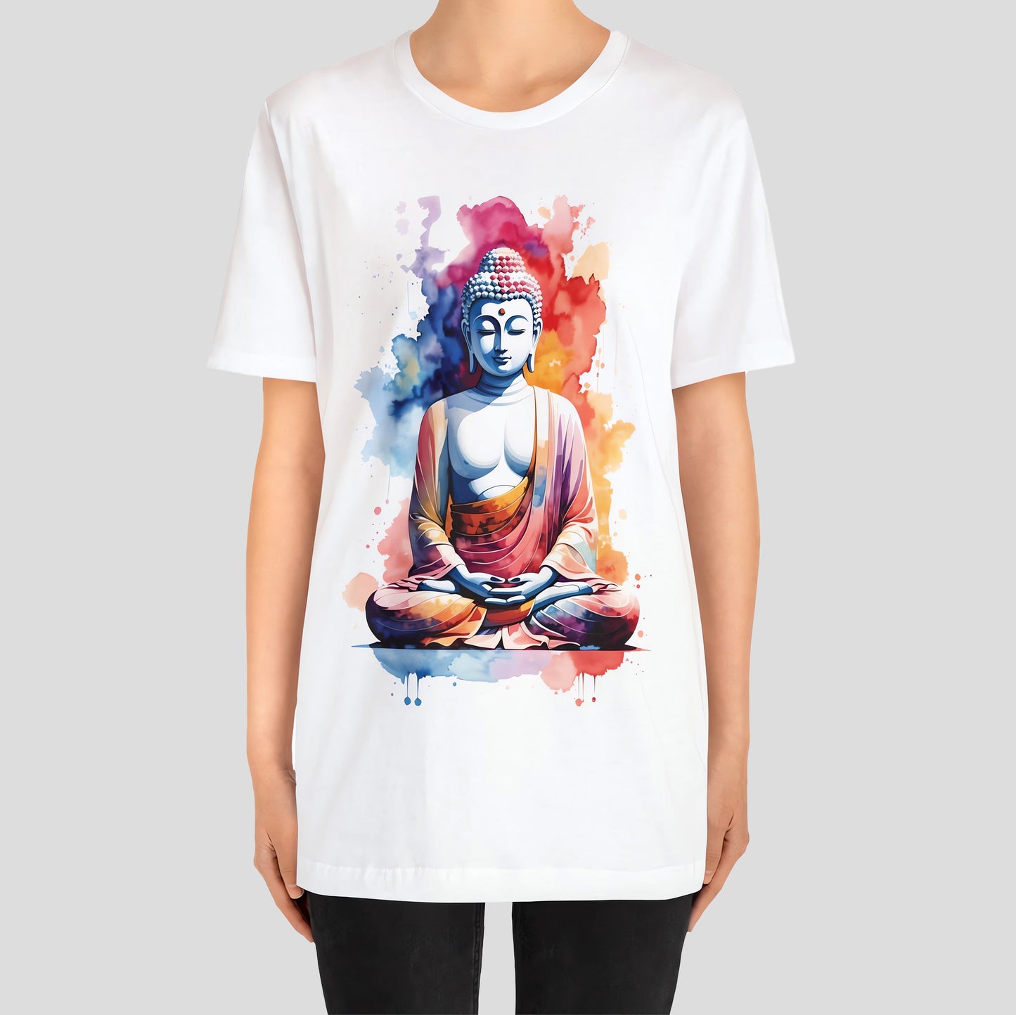 Serenity in Watercolor - Meditating Buddha T-Shirt