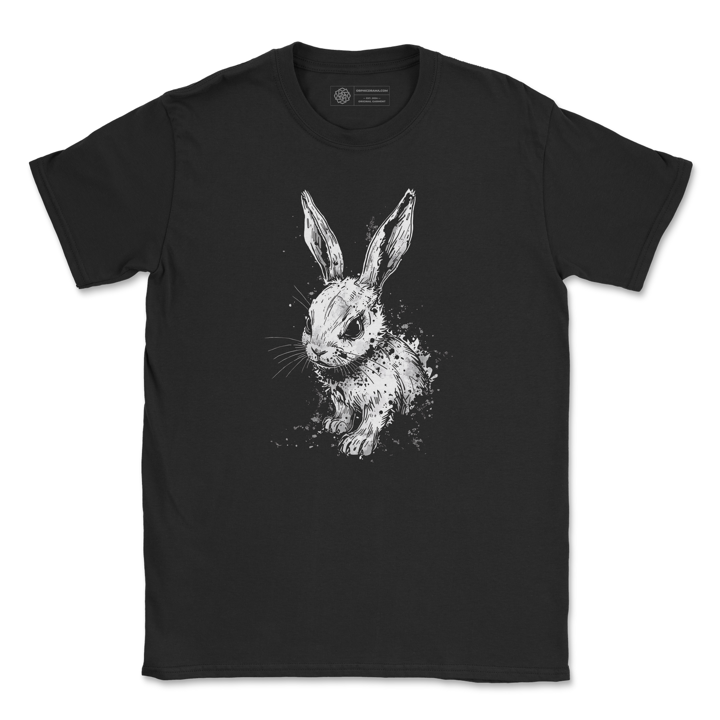 Distressed Rabbit T-Shirt – Gothic Animal Illustration Tee