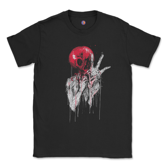 Red Horror Skull T-Shirt – Grunge Distorted Creature
