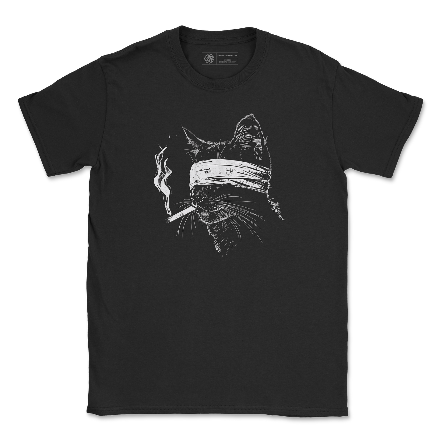 Smoking Cat T-Shirt - Edgy Vintage Noir Tee