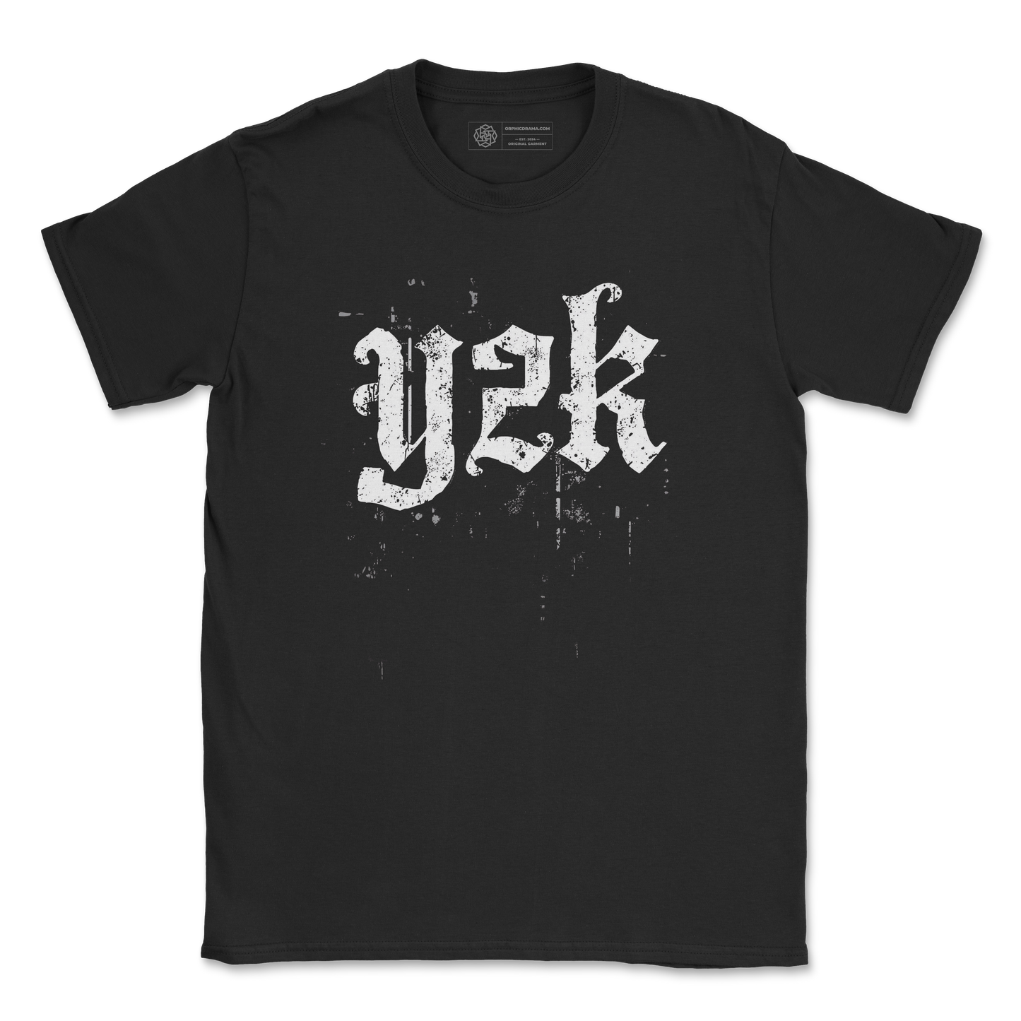 Y2K Gothic Grunge T-Shirt – Distressed Old English Design