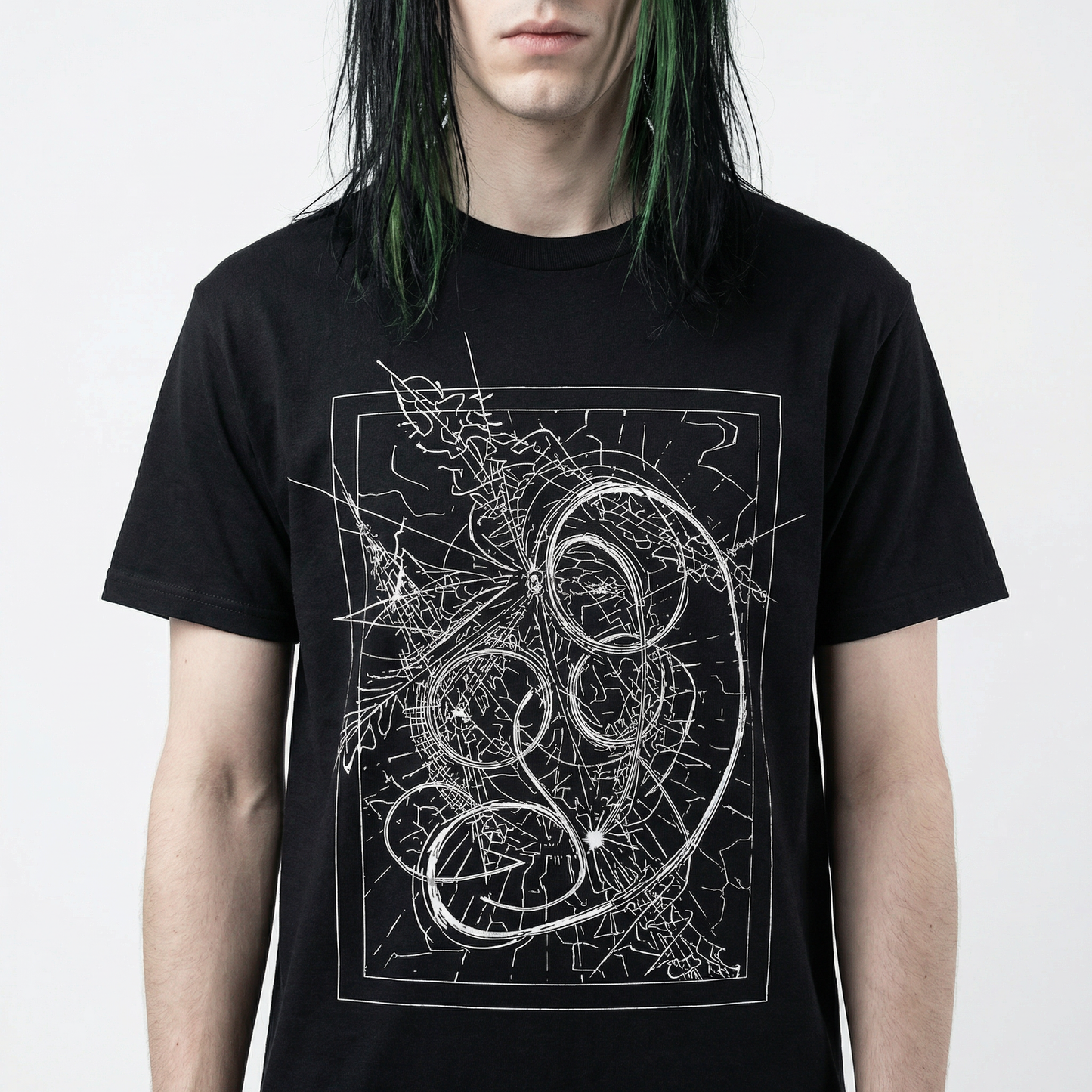 Fracture Study T-Shirt - Abstract Line Art Graphic Tee