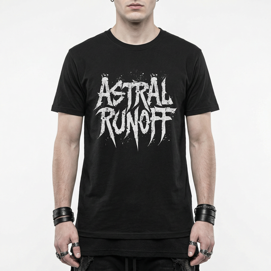 Astral Runoff T-Shirt – Gothic Typography Tee