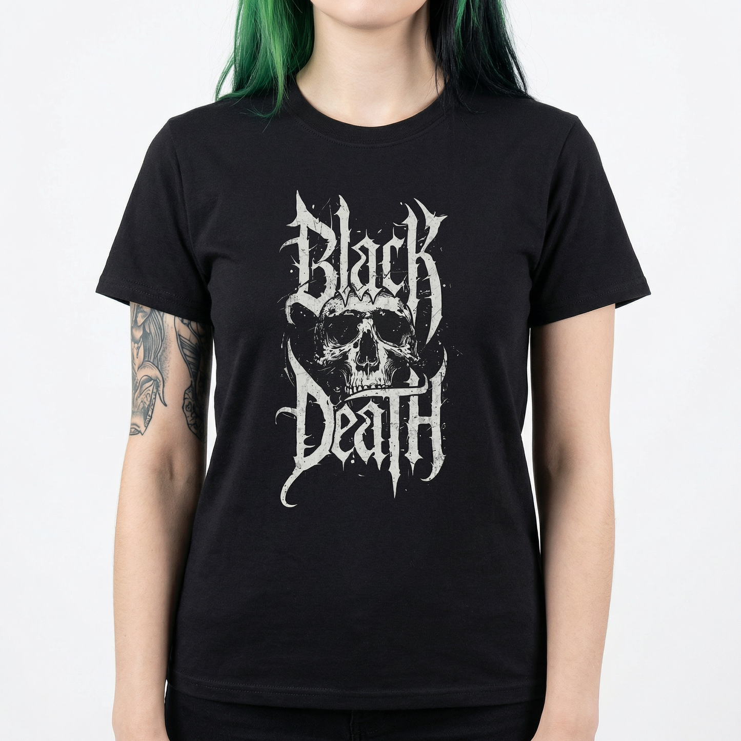 Black Death Skull T-Shirt - Gothic Metal Graphic Tee