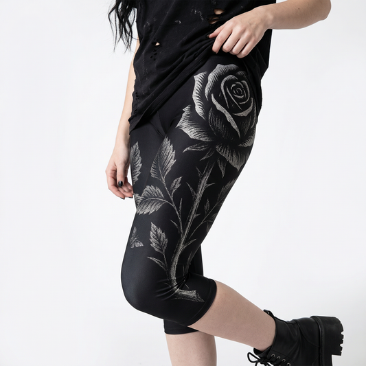 Capri Leggings – Black Rose
