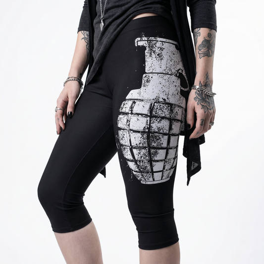 Capri Leggings - Distressed Grenades