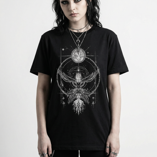 Celestial Phoenix T-Shirt - Occult Winged Symbol Graphic