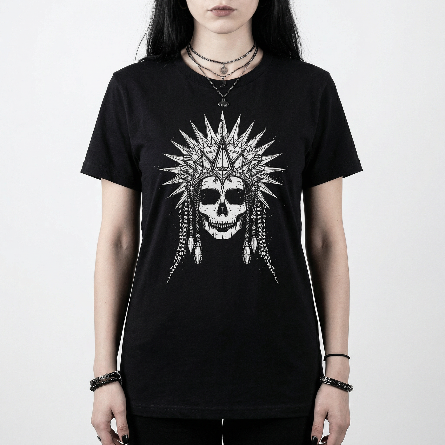 Crowned Skull T-Shirt - Gothic Spike Crown Graphic Tee