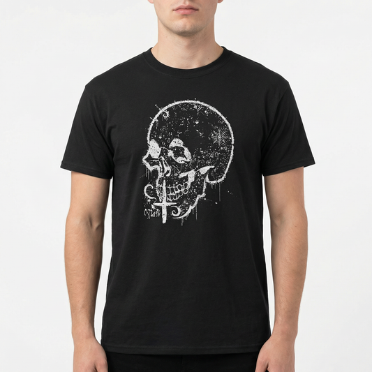 Eroded Skull T-Shirt – Cracked Grunge Bone Art