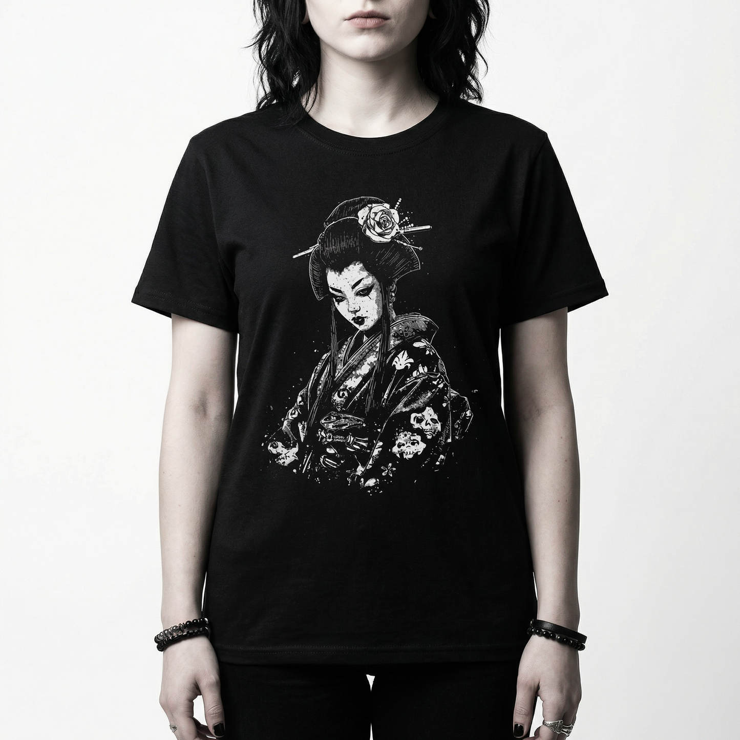 Gothic Geisha T-Shirt – Dark Japanese Illustration Tee