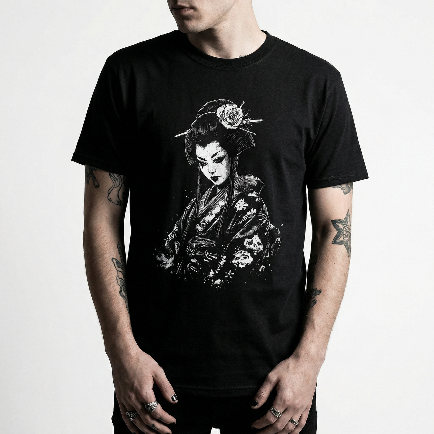 Gothic Geisha T-Shirt – Dark Japanese Illustration Tee