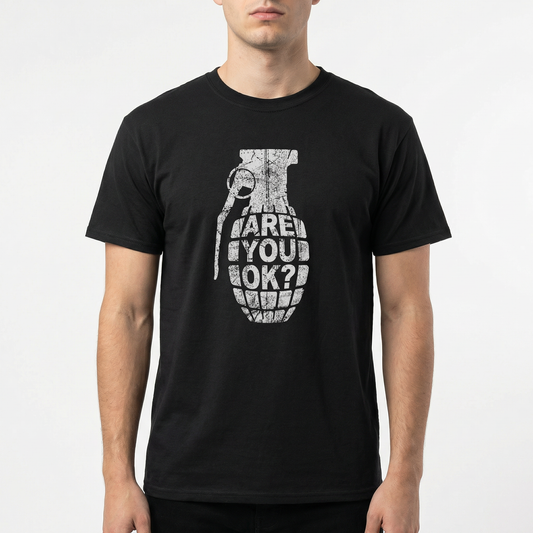 Grenade T-Shirt - “Are You OK?” Distressed Statement Tee