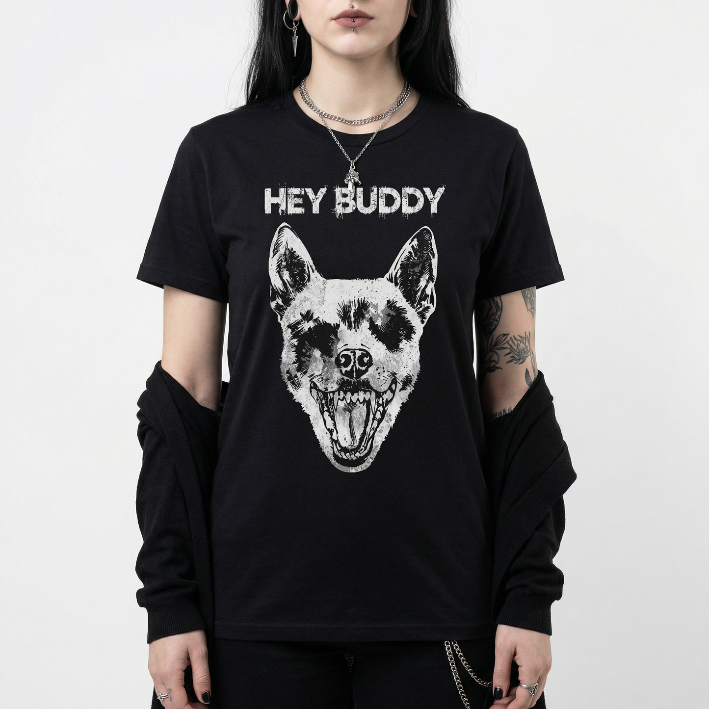 Hey Buddy T-Shirt - Screaming Dog Dark Graphic Tee
