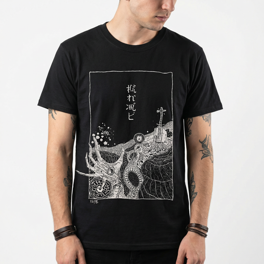 Japanese Deep Sea Horror T-Shirt - Surreal Tentacle Illustration