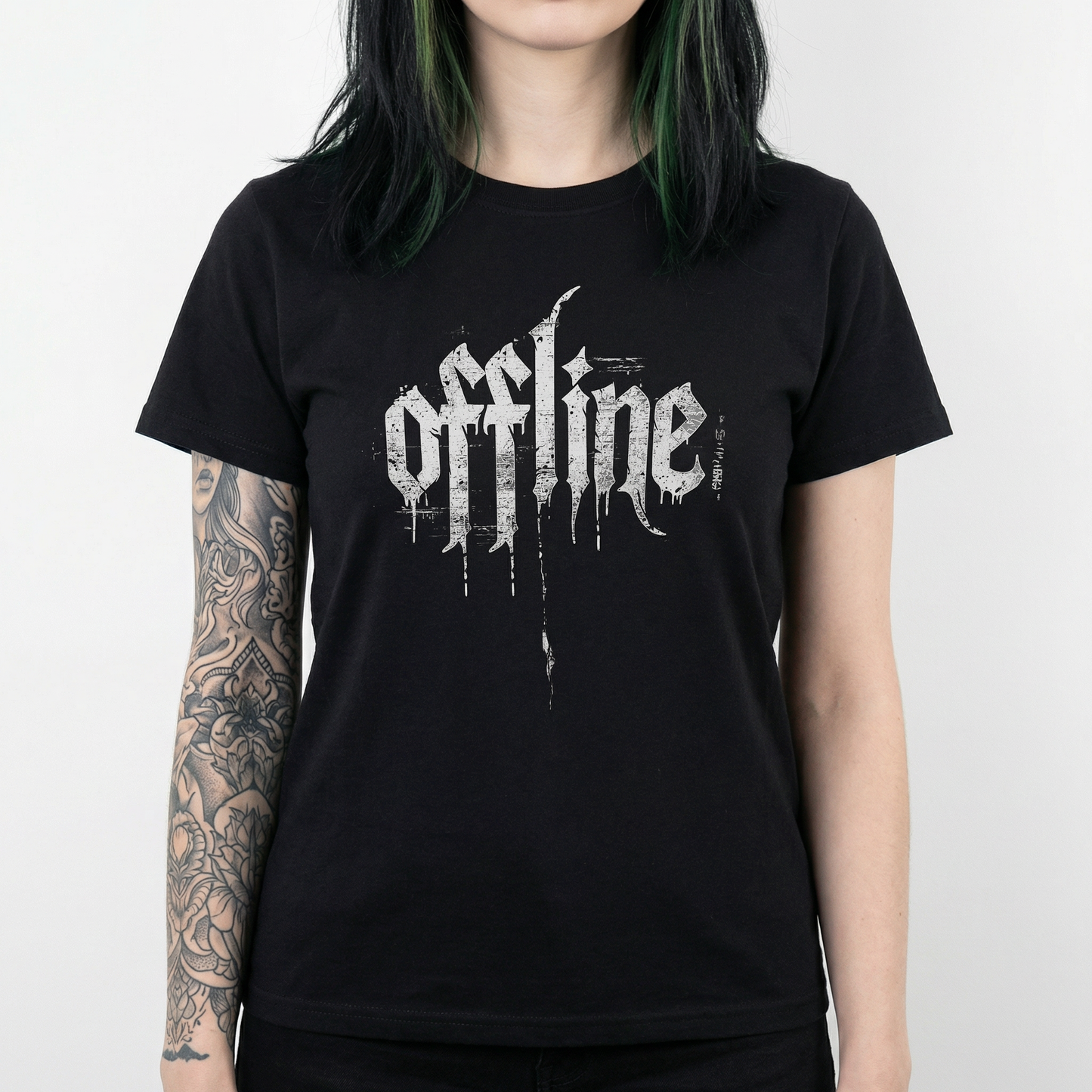 Offline T-Shirt - Distressed Gothic Typography