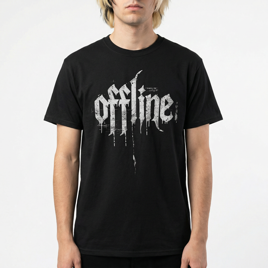 Offline T-Shirt - Distressed Gothic Typography