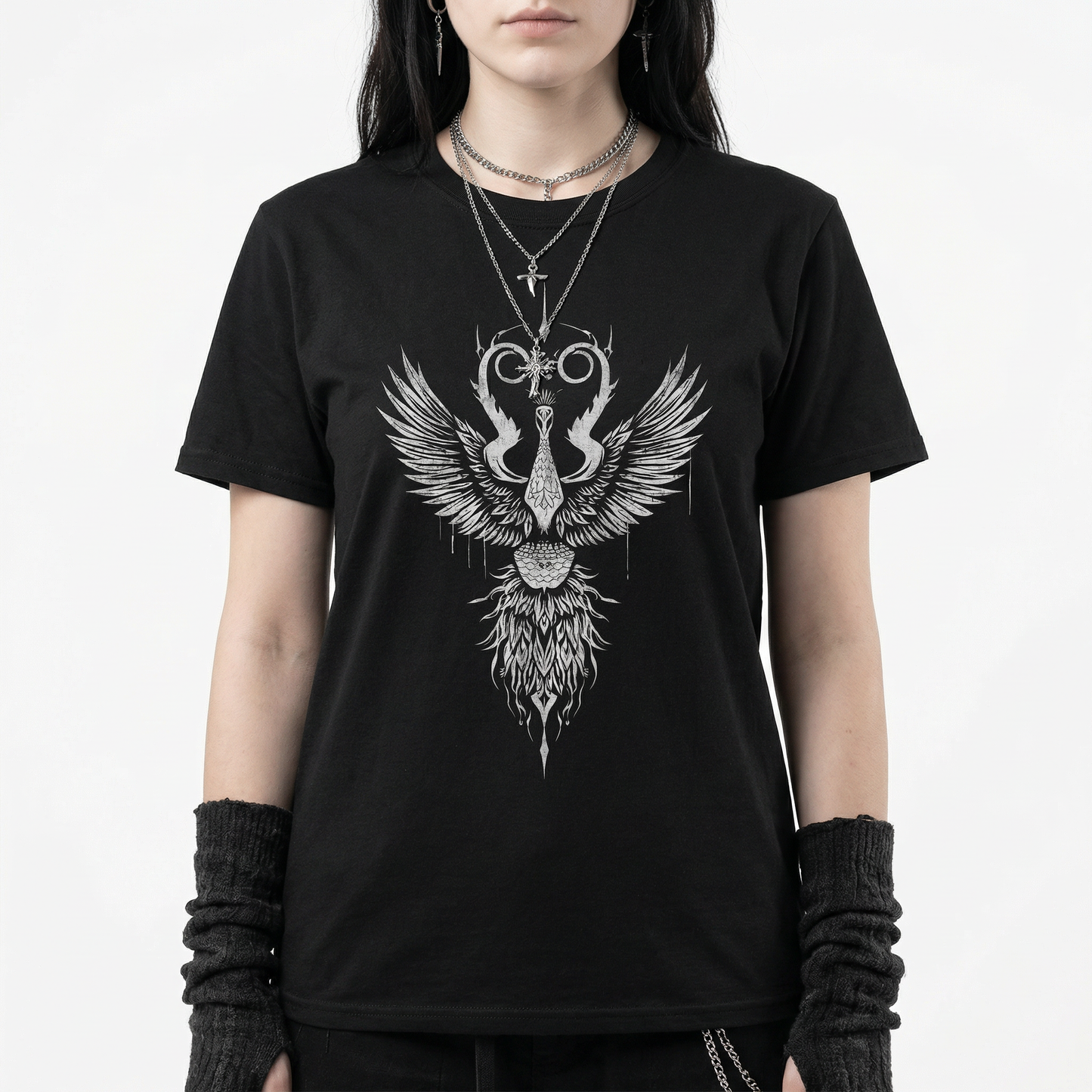 Peacock T-Shirt - Dark Gothic Bird Graphic