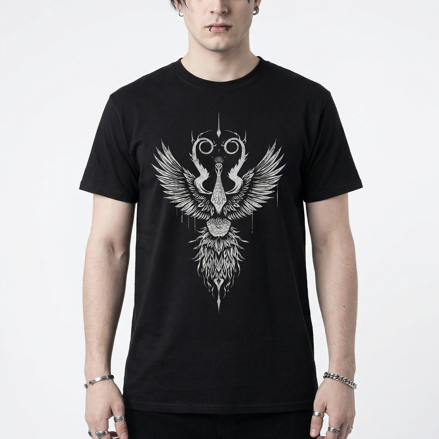 Peacock T-Shirt - Dark Gothic Bird Graphic