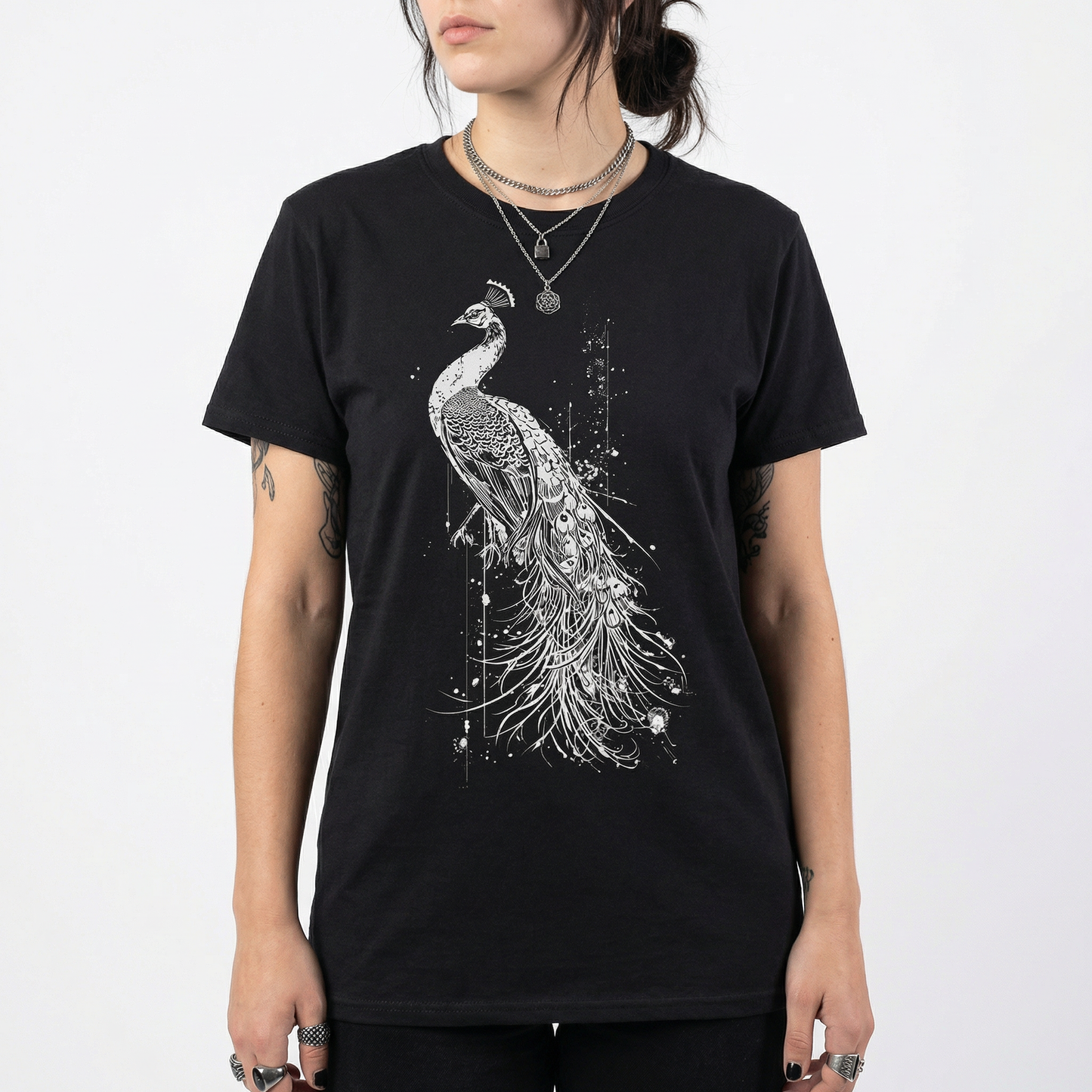 Peacock T-Shirt – Grunge Linework Illustration