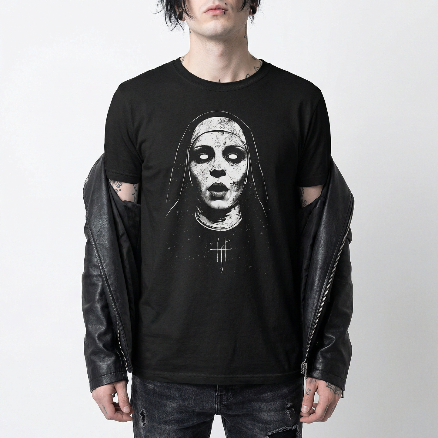 Possessed Nun T-Shirt – Gothic Religious Horror Graphic Tee