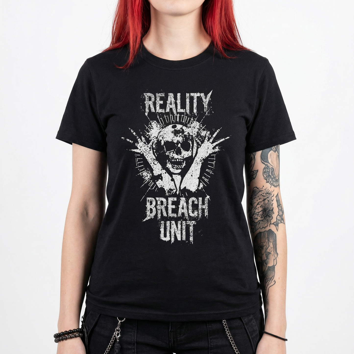 Reality Breach Unit T-Shirt – Distressed Skull Graphic Tee