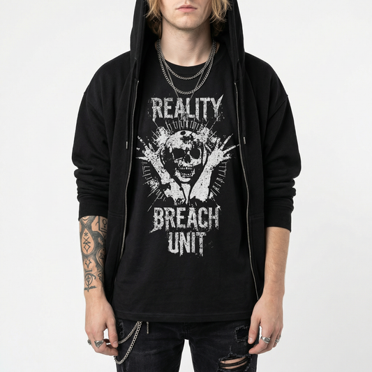 Reality Breach Unit T-Shirt – Distressed Skull Graphic Tee