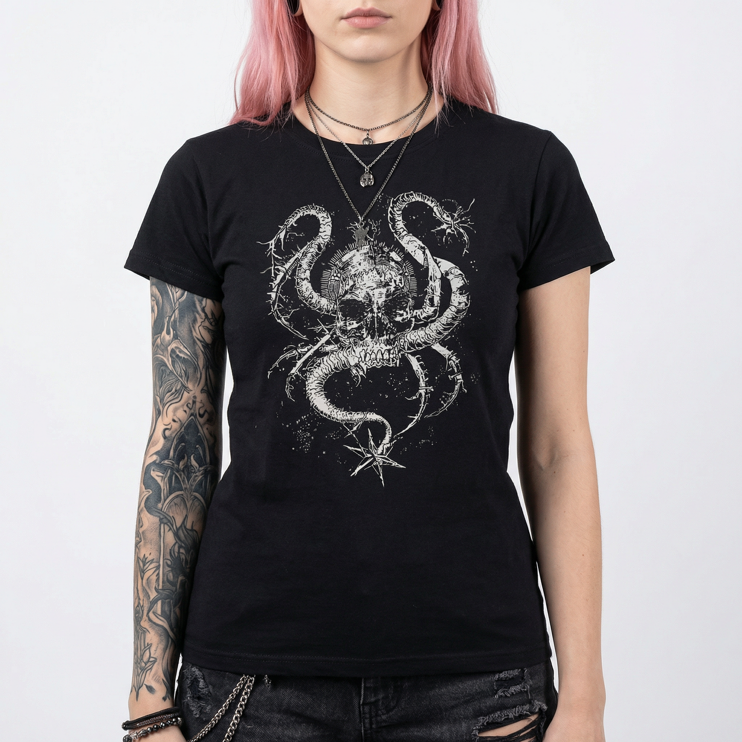 Skull & Tentacle T-Shirt – Gothic Octopus Graphic Tee