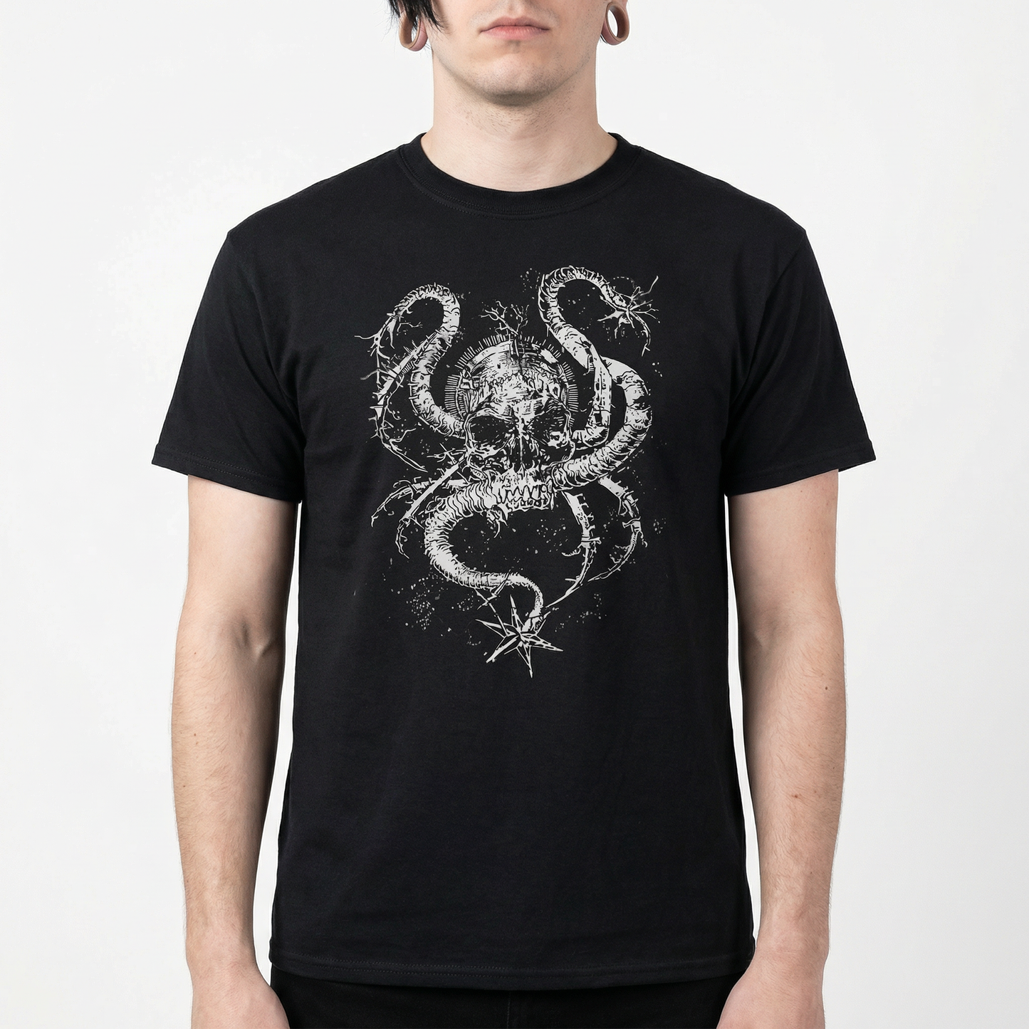 Skull & Tentacle T-Shirt – Gothic Octopus Graphic Tee