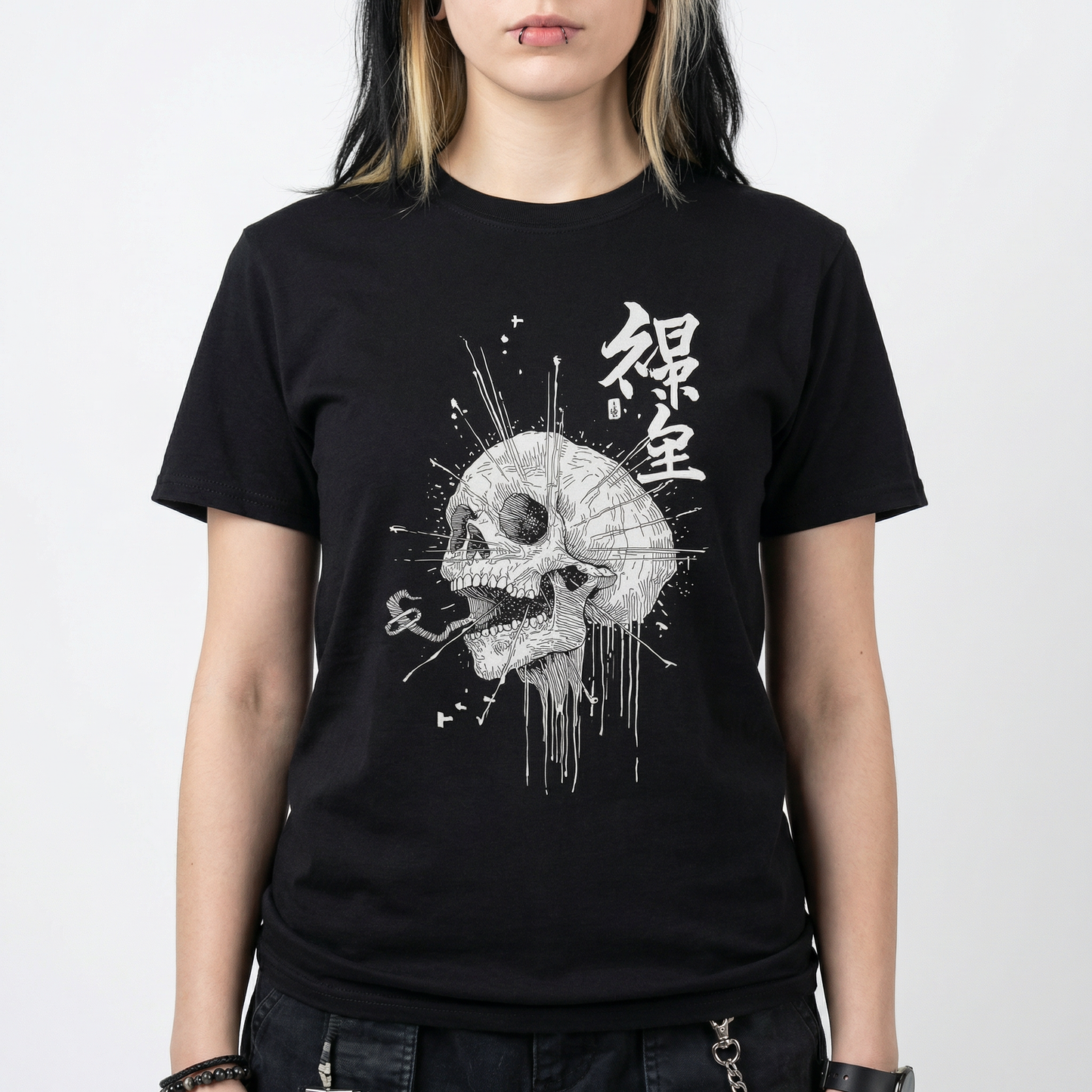 Skullburst Kanji T-Shirt – Japanese Style Horror Art