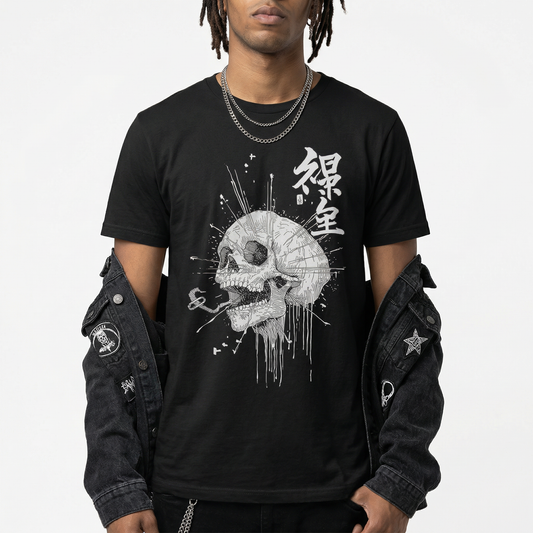 Skullburst Kanji T-Shirt – Japanese Style Horror Art