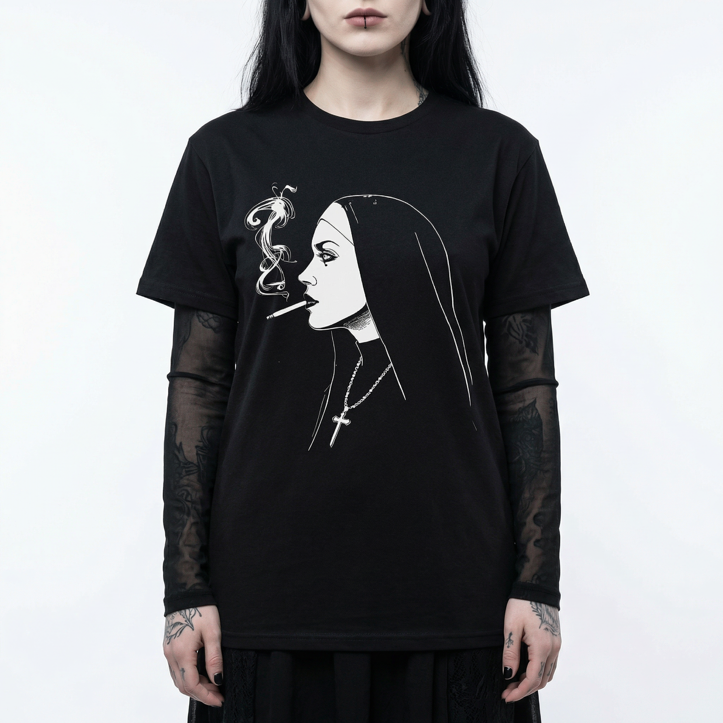 Smoking Nun – Y2K Grunge T-Shirt