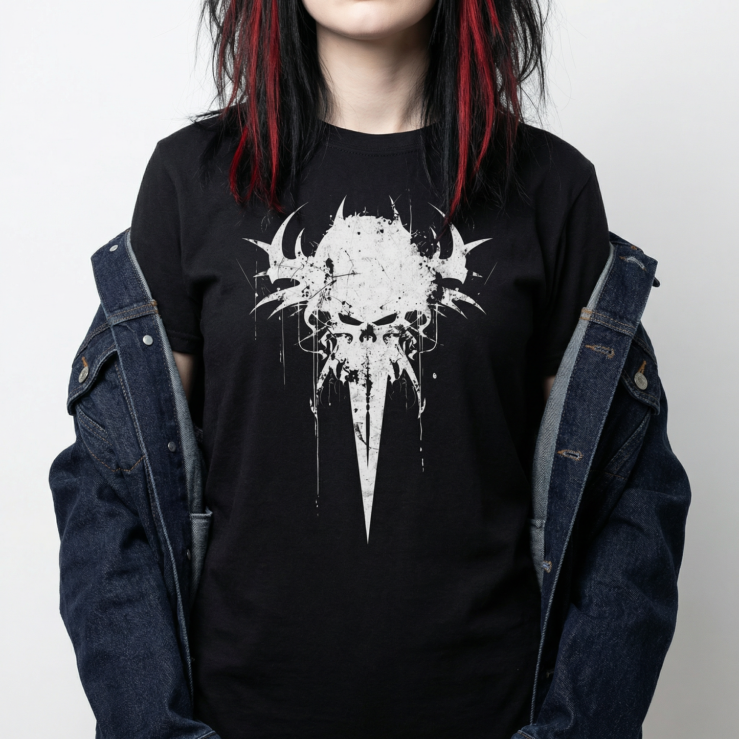 Spiked Skull T-Shirt – Brutal Gothic Grunge Design