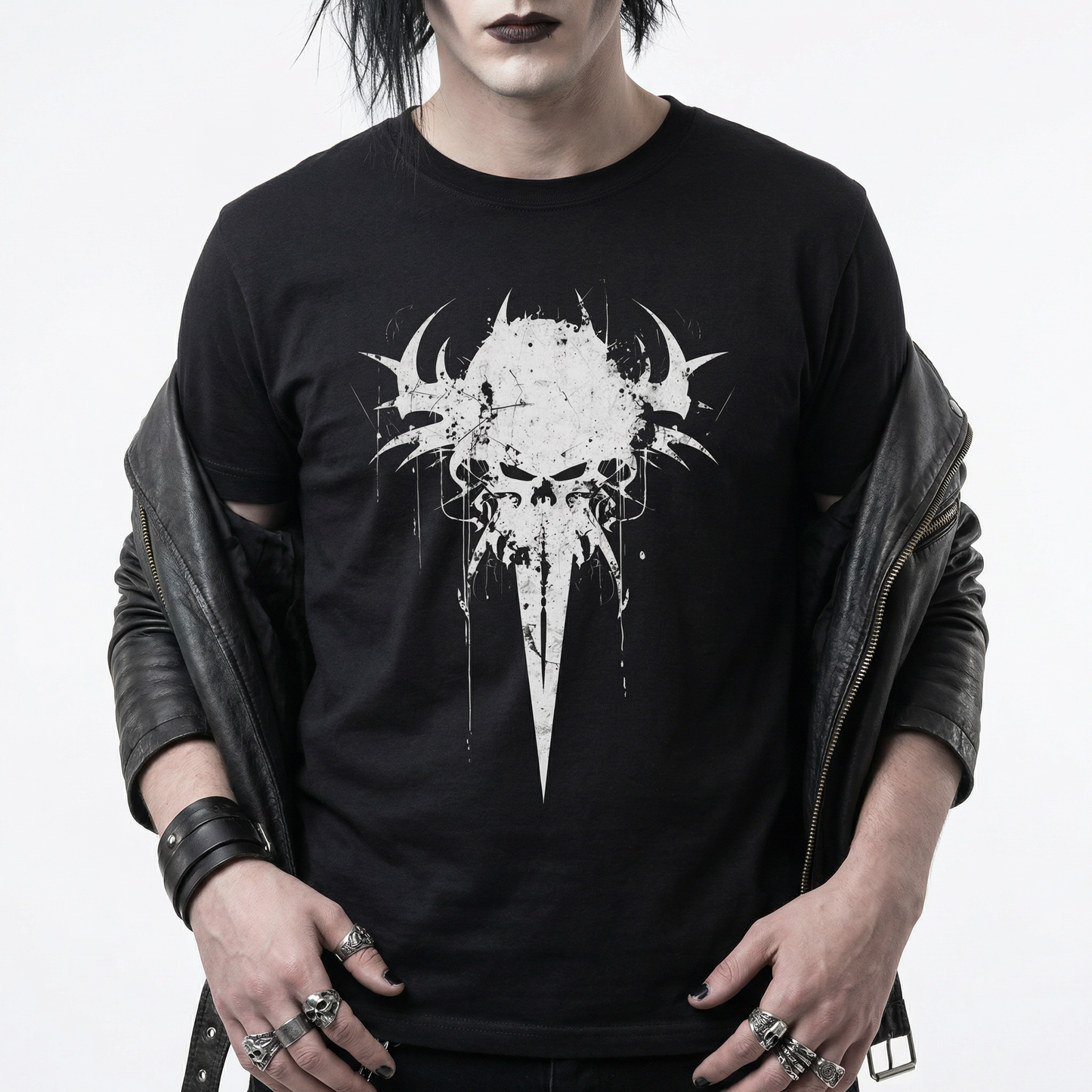 Spiked Skull T-Shirt – Brutal Gothic Grunge Design