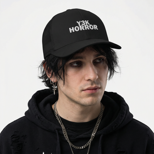 Y3K Horror Snapback Trucker Cap – Embroidered Text