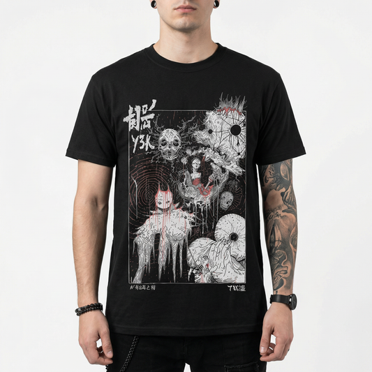 Y3K Horror Streetwear T-Shirt – Japanese Style Chaos Art